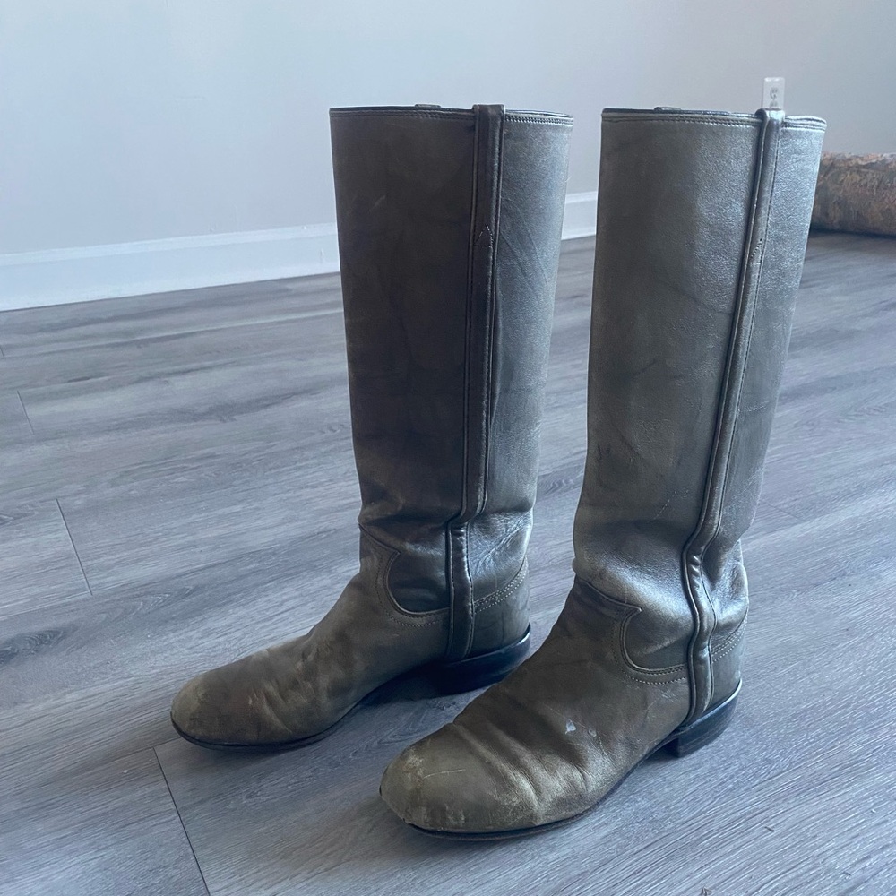 Vintage distressed gray Justin tall boots 6.5